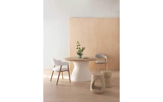 Mesa Comedor Redonda Madera Base Poliresina Adiska