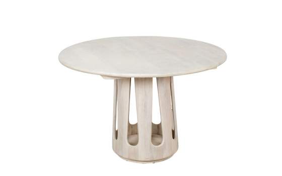 Mesa Comedor Redonda Madera Mango Color Blanco Agaz