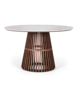 Mesa Comedor Redonda Marmol Madera Serie Altenau