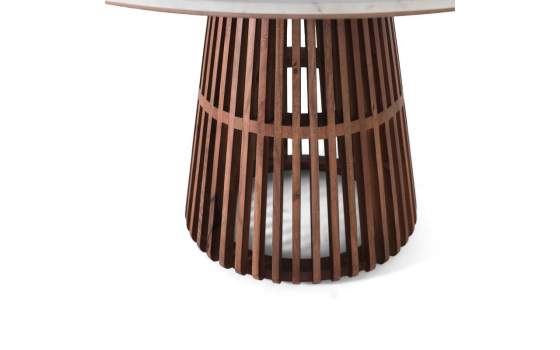 Mesa Comedor Redonda Marmol Madera Serie Altenau