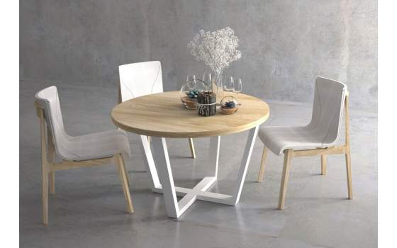 Mesa Comedor Redonda Moderna Acero Madera Arisats