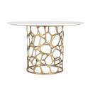 Mesa Comedor Redonda Moderna Aluminio Dorado Marmol Aroyal