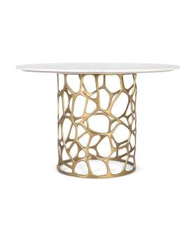 Mesa Comedor Redonda Moderna Aluminio Dorado Marmol Aroyal