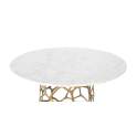 Mesa Comedor Redonda Moderna Aluminio Dorado Marmol Aroyal