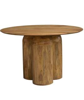 Mesa Comedor Redonda Rústica Madera Mango Natural Ardimt
