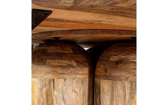 Mesa Comedor Redonda Rústica Madera Mango Natural Ardimt