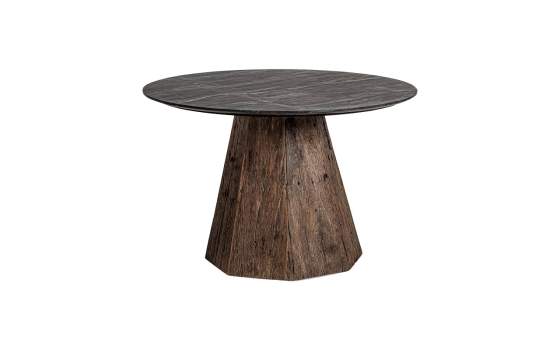 Mesa Comedor Redonda Rustica Mármol 120 cm - Serie Walding