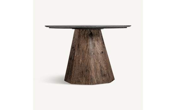 Mesa Comedor Redonda Rustica Mármol 120 cm - Serie Walding