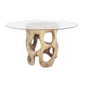 Mesa Comedor Redonda Tronco de Suar y Cristal  Agrelo