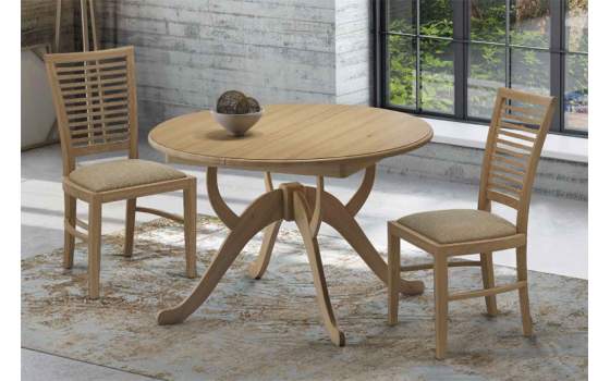 Mesa Comedor Rendonda Extensible 2 Tamaños Roble Adott