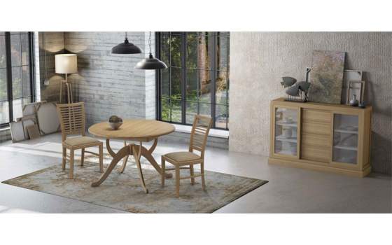 Mesa Comedor Rendonda Extensible 2 Tamaños Roble Adott