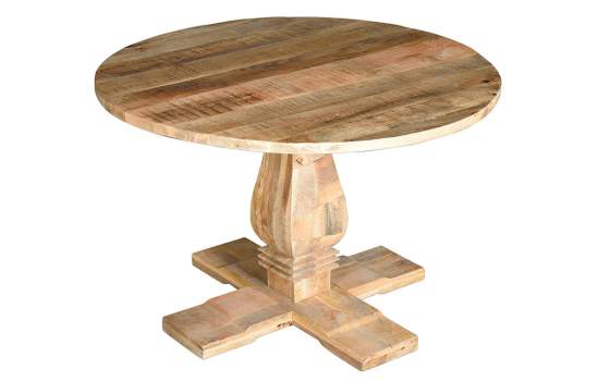 Mesa Convento Redonda Pata Tallada Madera Mango Alando