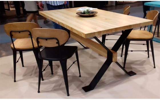 Mesa Cruz de Forja y Madera Estilo industrial Serie Anjar
