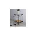 Mesa Cuadrada Auxiliar Forja Cristal y Tejido de Rattan Oksaka
