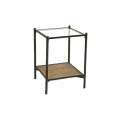 Mesa Cuadrada Auxiliar Forja Cristal y Tejido de Rattan Oksaka