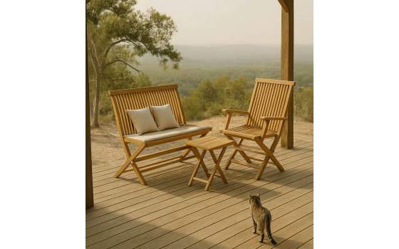 Mesa Cuadrada Jardin Madera Teca Plegable Serie Snick