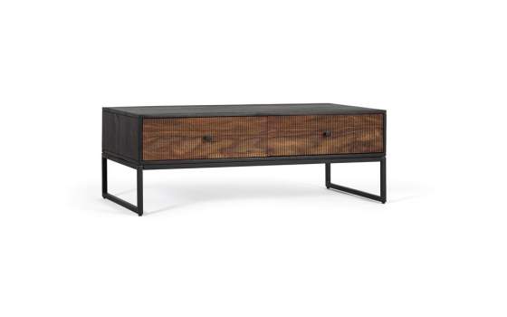 Mesa de Centro 2 Cajones Acanalados Estilo Industrial Ariost
