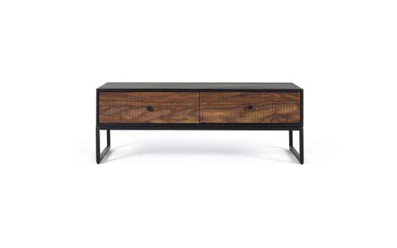 Mesa de Centro 2 Cajones Acanalados Estilo Industrial Ariost