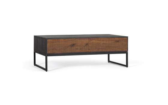 Mesa de Centro 2 Cajones Acanalados Estilo Industrial Ariost