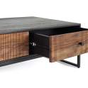 Mesa de Centro 2 Cajones Acanalados Estilo Industrial Ariost