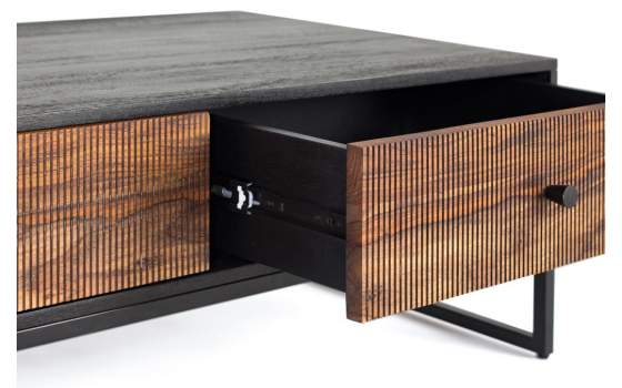 Mesa de Centro 2 Cajones Acanalados Estilo Industrial Ariost