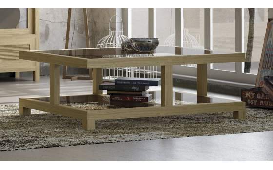 Mesa de Centro 2 Tamaños Rectangular Roble Amkera