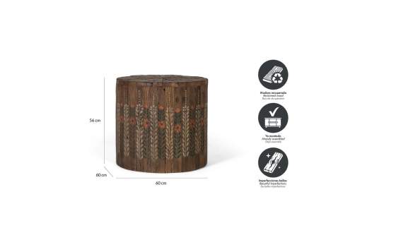 Mesa de Centro 51 cm Madera Reciclada - Serie Agarden