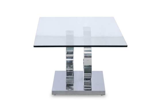 Mesa de Centro Acero Plateado Cristal Templado Serie Adisab