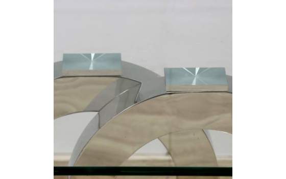 Mesa de Centro Acero Plateado Cristal Templado Serie Adisab
