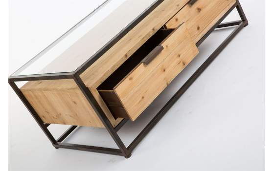 Mesa de Centro Actual Industrial con 2 Cajones Serie Brais