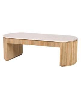 Mesa de Centro Actual Madera Mango y Marmol Serie Tyla