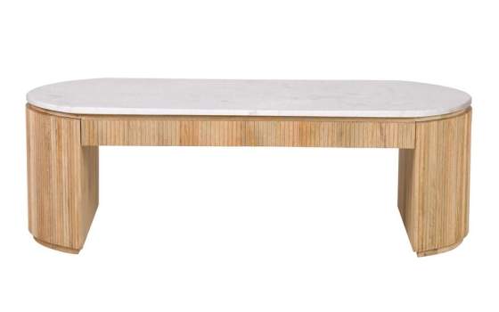 Mesa de Centro Actual Madera Mango y Marmol Serie Tyla