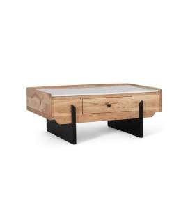 Mesa de Centro Actual Madera Marmol Metal - Serie Alisalt