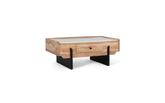 Mesa de Centro Actual Madera Marmol Metal - Serie Alisalt