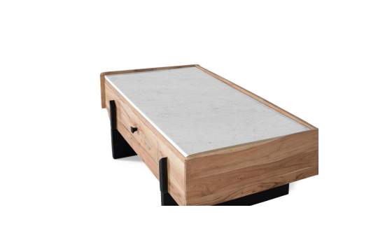 Mesa de Centro Actual Madera Marmol Metal - Serie Alisalt