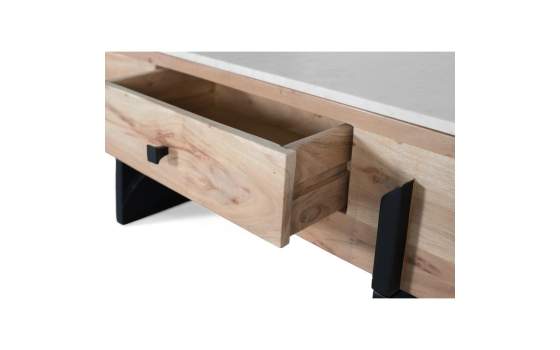 Mesa de Centro Actual Madera Marmol Metal - Serie Alisalt
