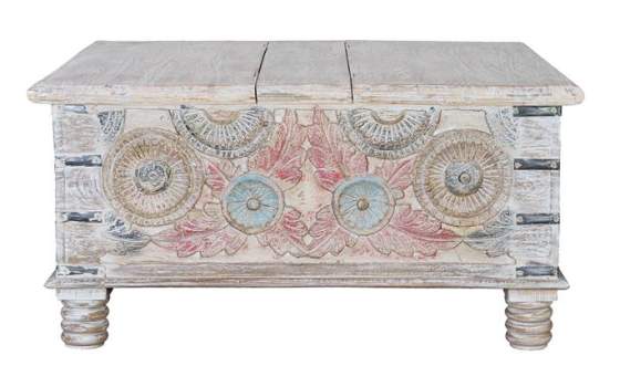 Mesa de Centro Baul Estilo oriental Decape Blanco Adenyas