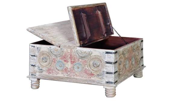 Mesa de Centro Baul Estilo oriental Decape Blanco Adenyas