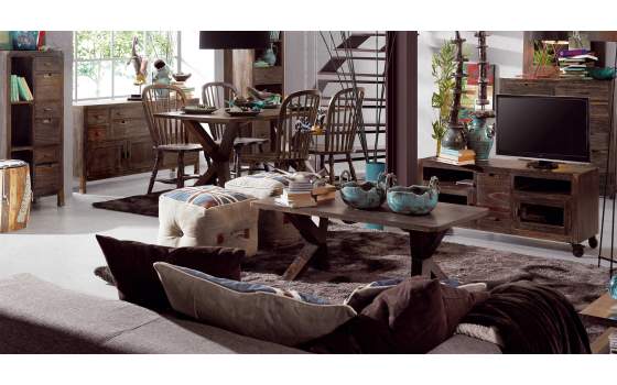 Mesa de Centro Colonial Industrial Vintage de 120 X 60