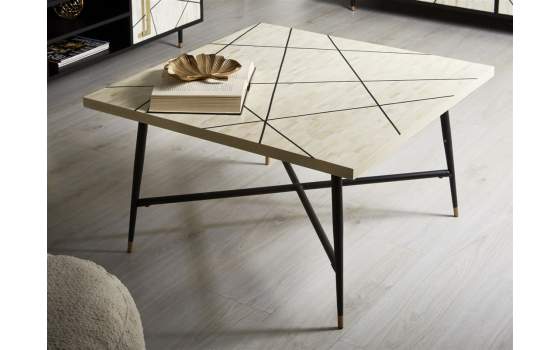 Mesa de Centro Cuadrada Hueso Estilo Contemporaneo Miska