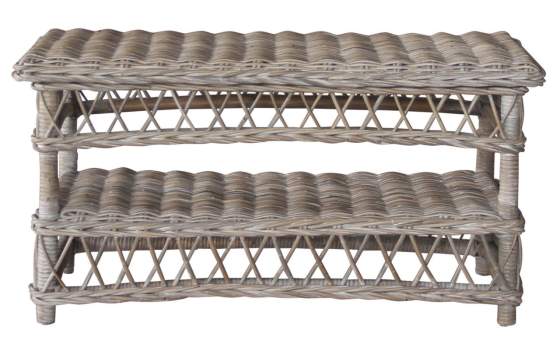 Mesa de Centro en Rattan Gris Glaseado Serie Kubu