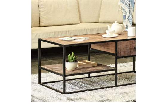 Mesa de Centro Estilo Industrial Madera Acacia y Acero Delhi