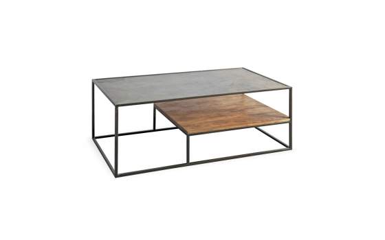 Mesa de Centro Industrial Madera Piedra y Acero Serie Estone Mesa de Centro Industrial Madera Piedra y Acero Serie Estone