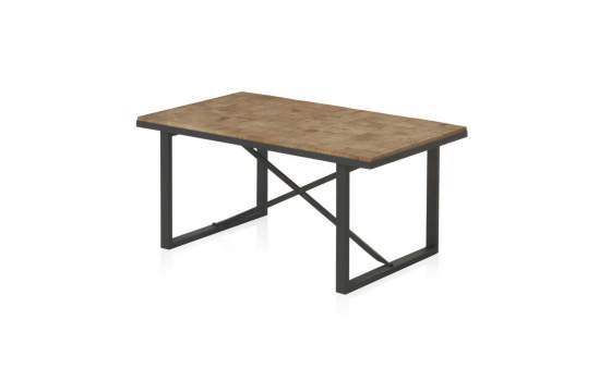 Mesa de Centro Industrial Tablas Recicladas y Acero Natens