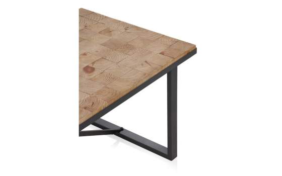 Mesa de Centro Industrial Tablas Recicladas y Acero Natens