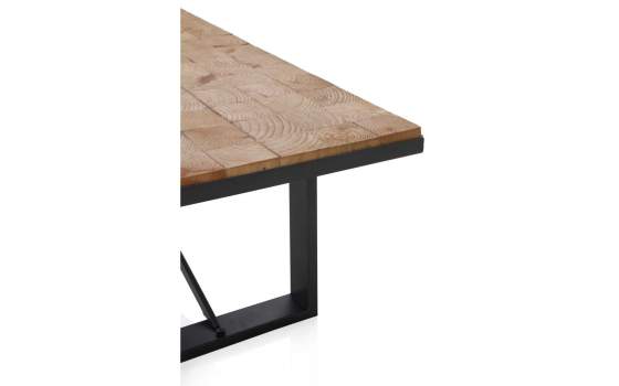 Mesa de Centro Industrial Tablas Recicladas y Acero Natens