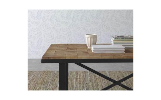 Mesa de Centro Industrial Tablas Recicladas y Acero Natens