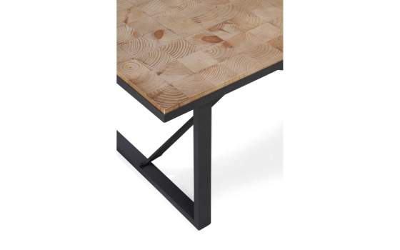 Mesa de Centro Industrial Tablas Recicladas y Acero Natens