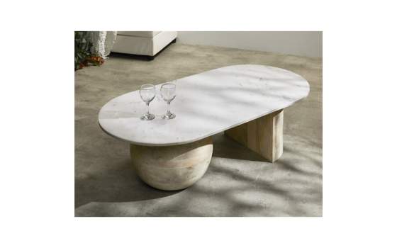 Mesa de Centro Madera Marmol Serie Sextans