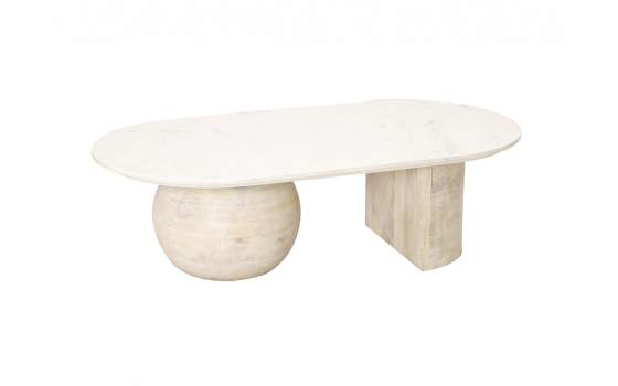 Mesa de Centro Madera Marmol Serie Sextans